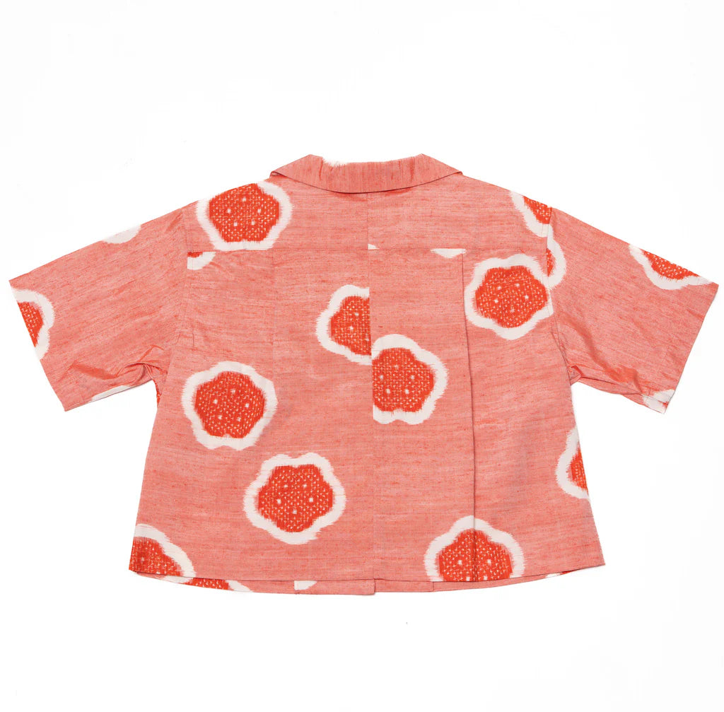 Red Flower Crop Shirt - SAI Japan Vintage
