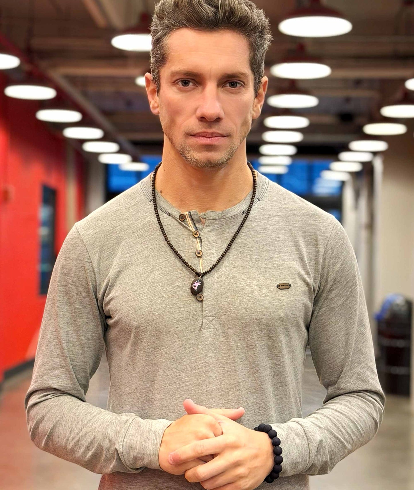 Striped Ebony Prayer Bead Necklace - Dainichi Nyorai - Kanbe Juzu