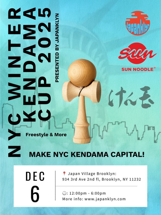 NYC Winter Kendama Cup 2025 poster at Japan Village in Brooklyn
