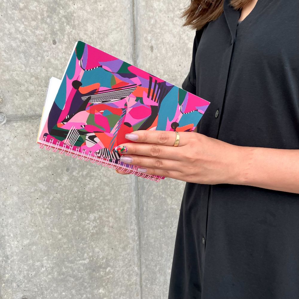 Colorful Japanese graphic art spiral notebooks by See Em Why K from Okinawa, Japan