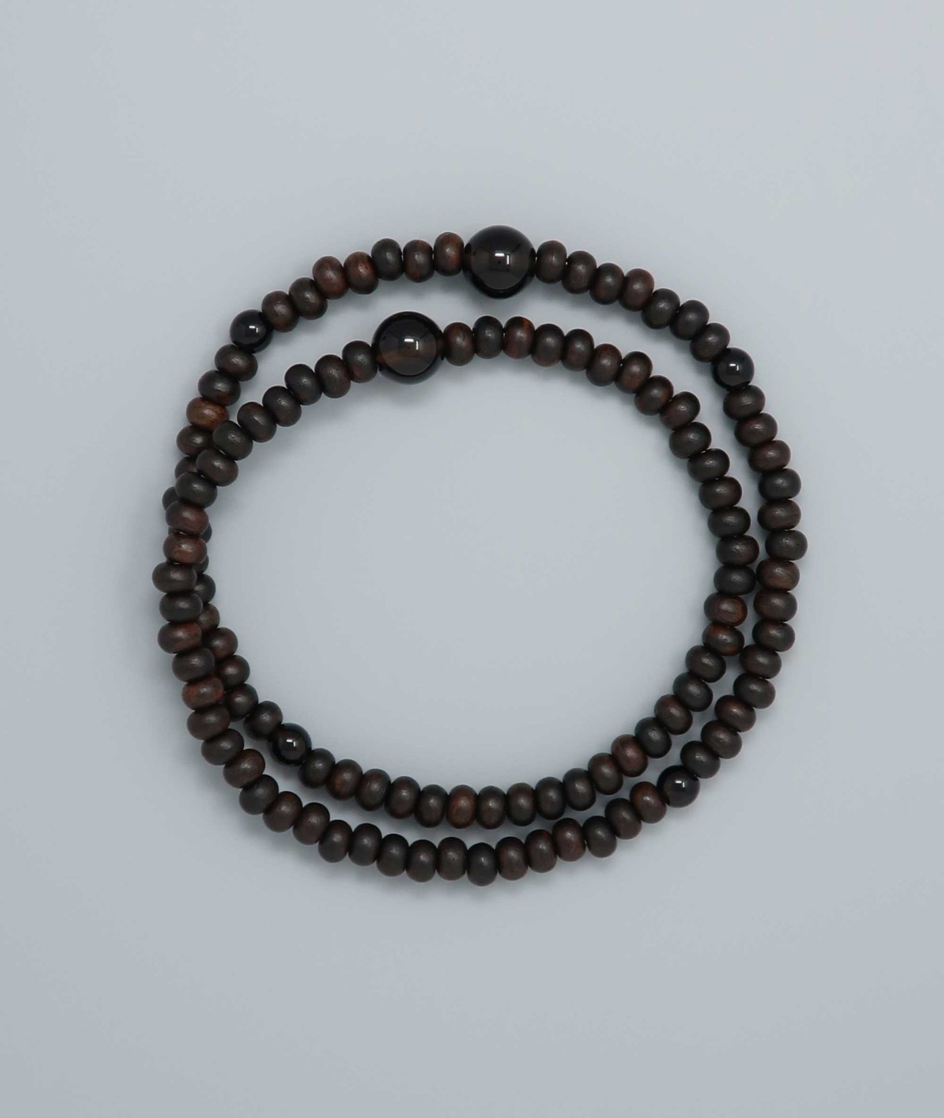 Striped Ebony 108 Bead Bracelet with Smoky Quartz Accent - Kyoto Kanbe Juzu