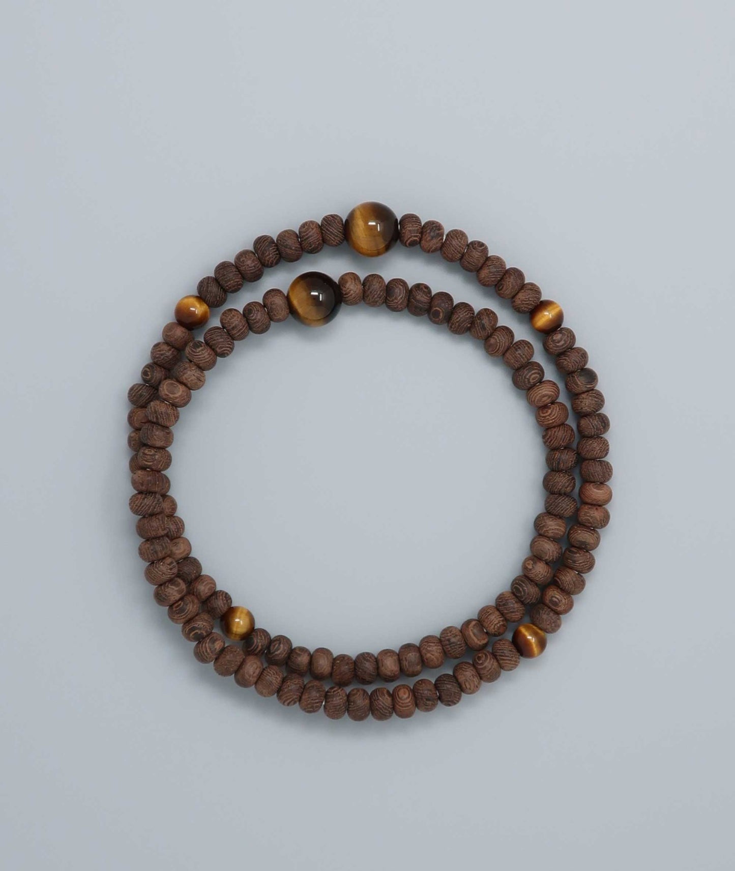 Striped Ironwood 108 Bead Bracelet with Tiger’s Eye Accent - Kyoto Kanbe Juzu