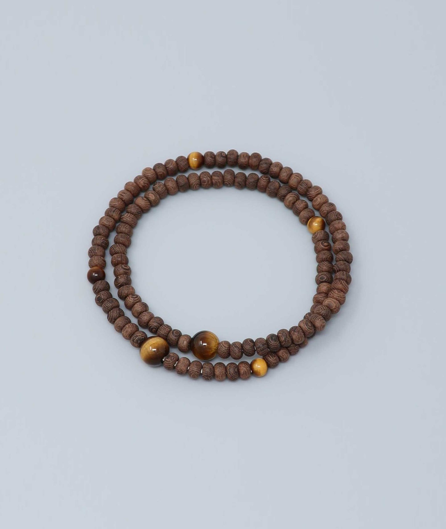 Striped Ironwood 108 Bead Bracelet with Tiger’s Eye Accent - Kyoto Kanbe Juzu