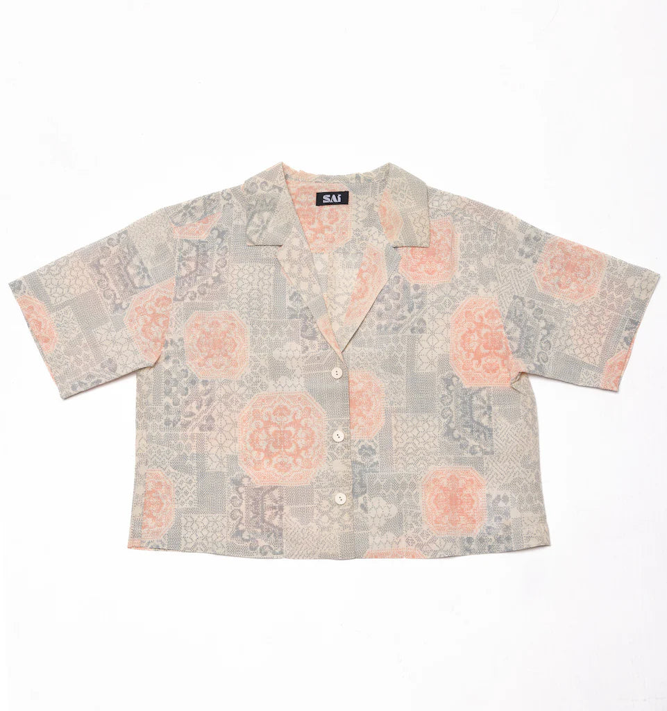 Sky Blue Crop Shirt - SAI Japan Vintage