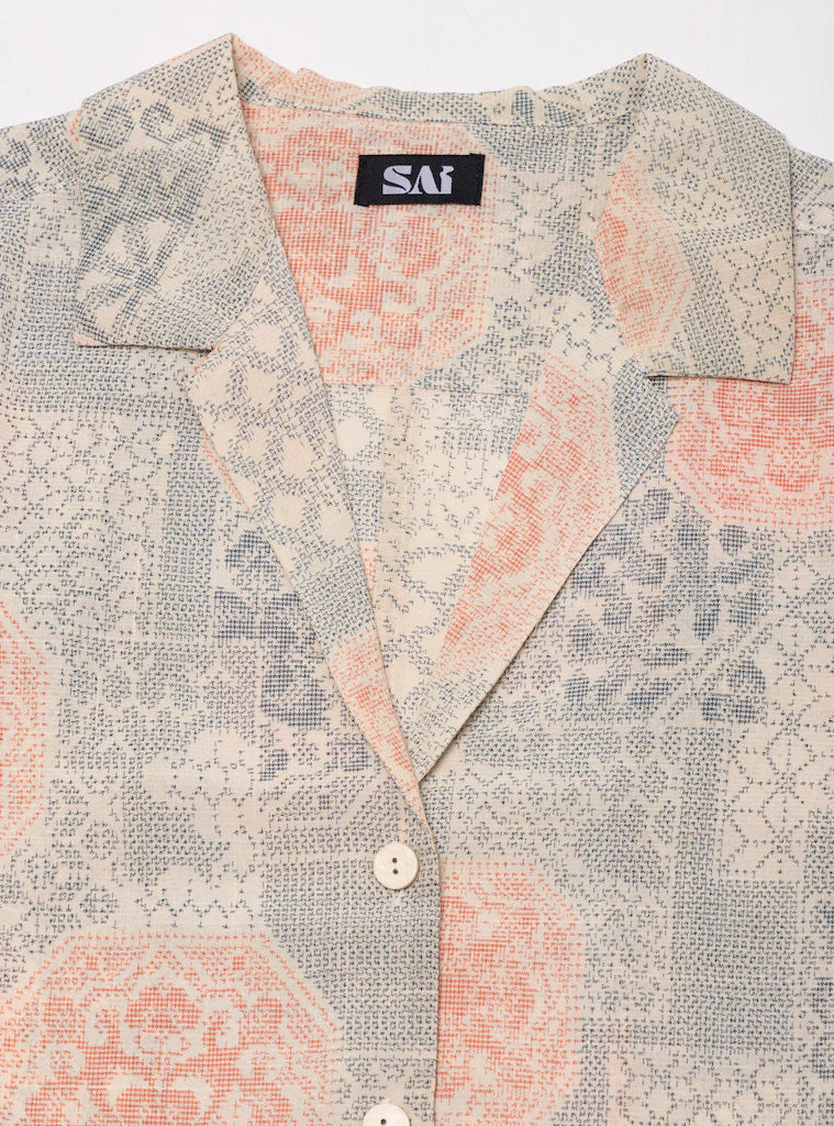 Sky Blue Crop Shirt - SAI Japan Vintage