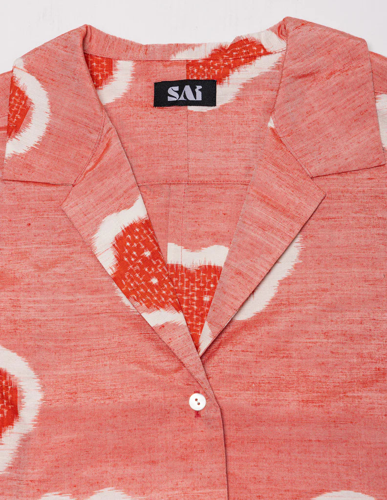 Red Flower Crop Shirt - SAI Japan Vintage