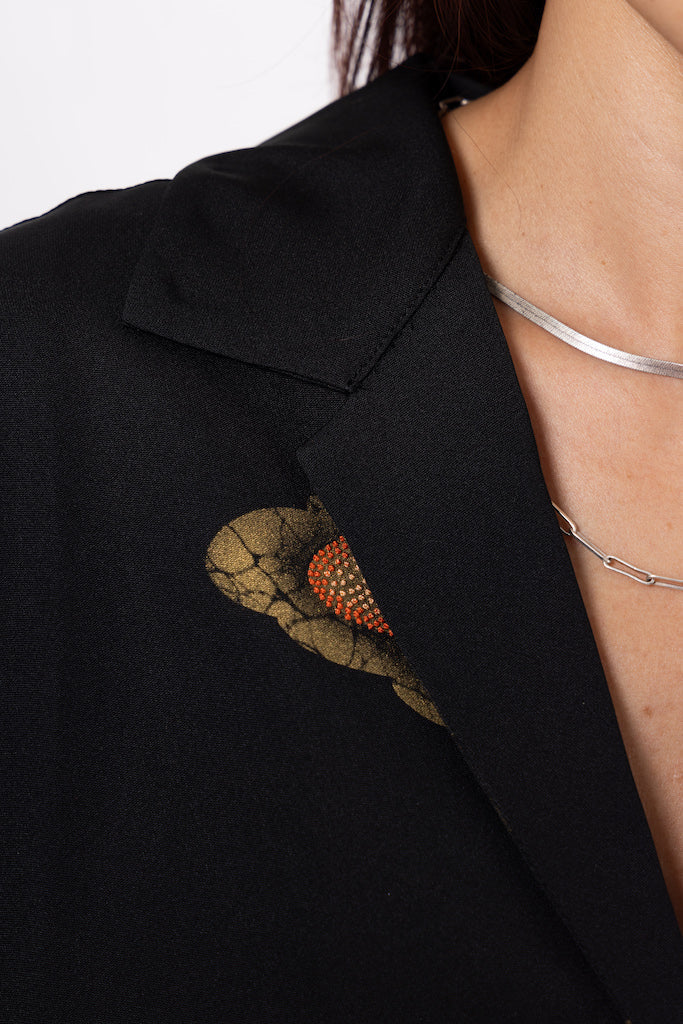 Black Crane Crop Shirt - SAI Japan Vintage