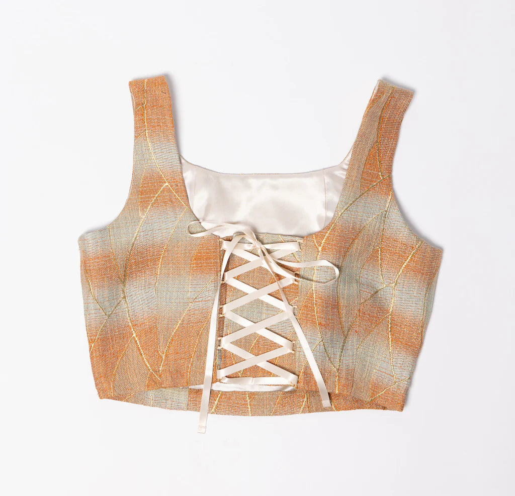 Orange x Blue Obi Bustier - SAI Japan Vintage