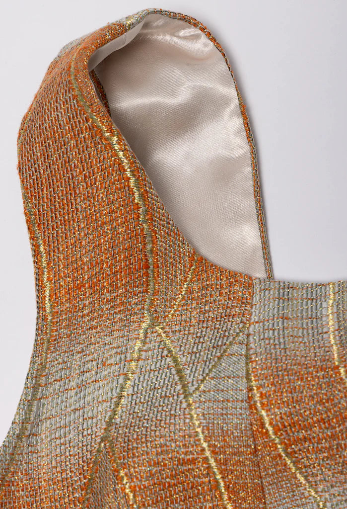 Orange x Blue Obi Bustier - SAI Japan Vintage