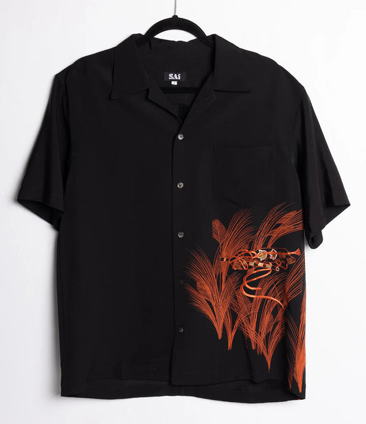 Orange red Kimono Shirts - SAI Japan Vintage