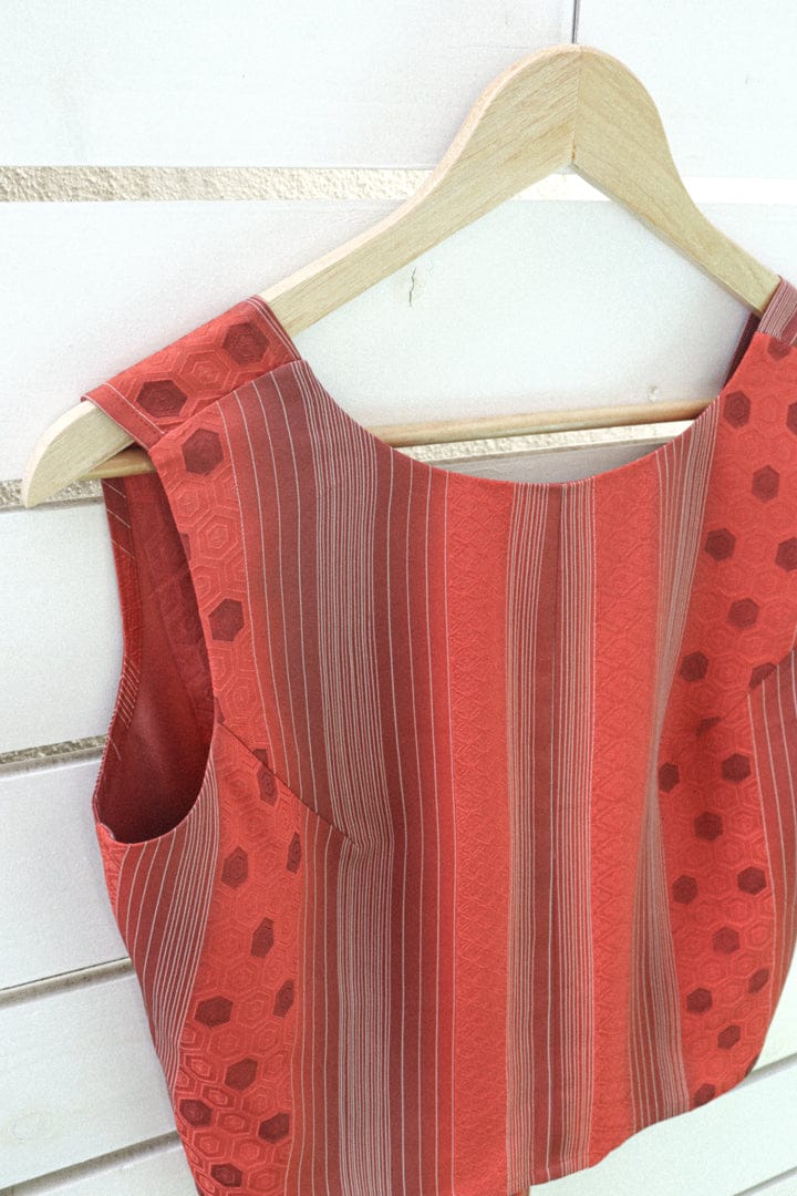 Red x Pink Kimono Open Back Tank - SAI Japan Vintage