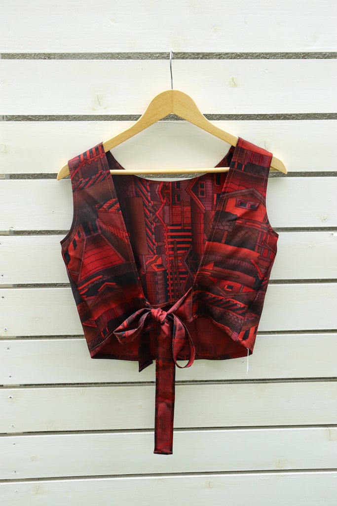 Dark Red Kimono Open Back Tank- SAI Japan Vintage
