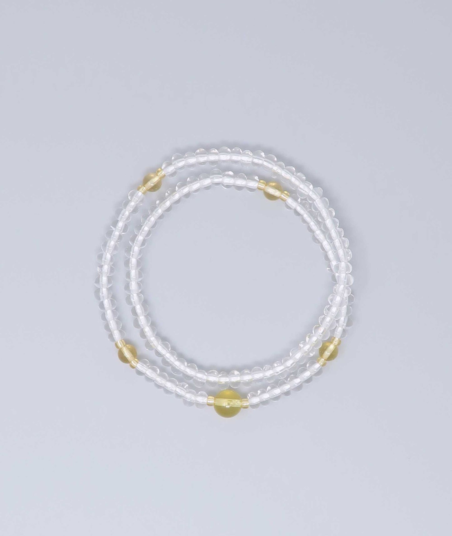 108 clear quartz bead Bracelet with Citrine - Kanbe Juzu