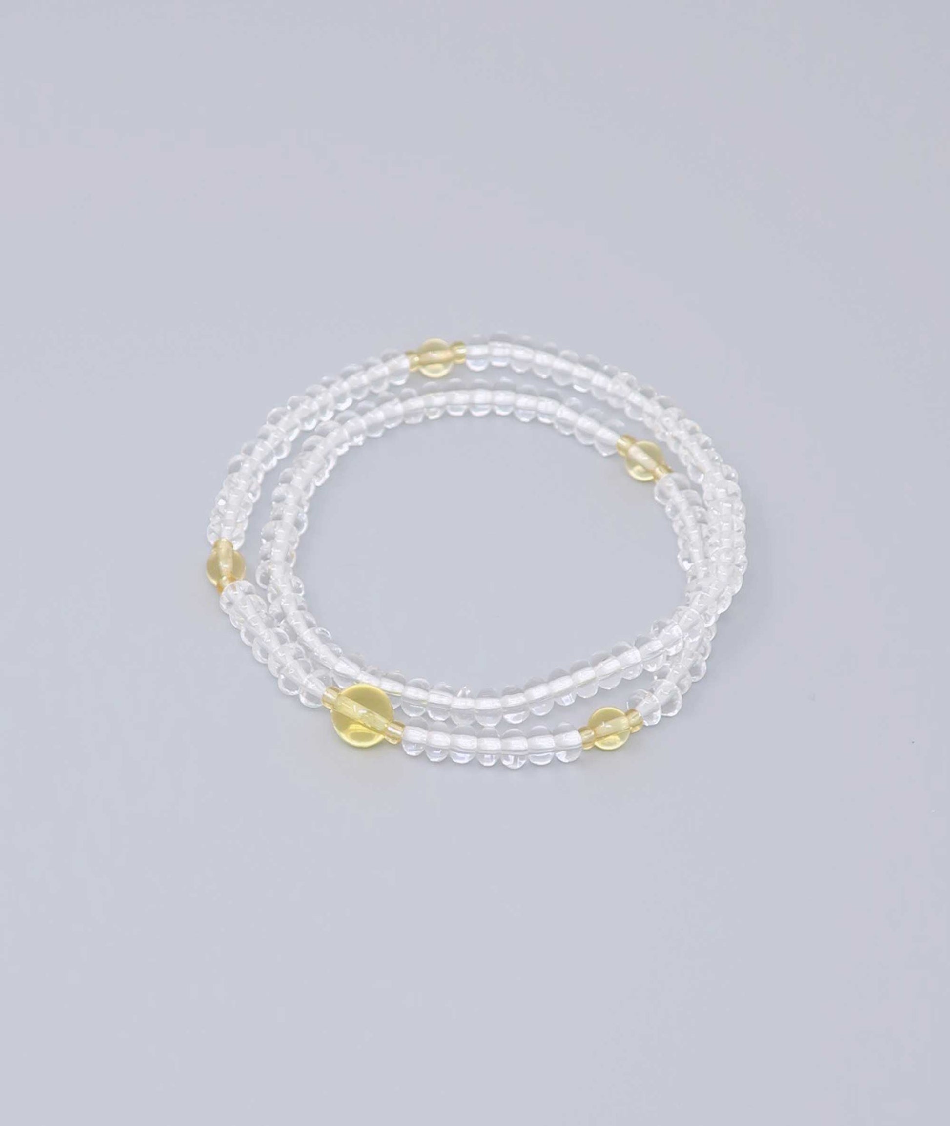 108 clear quartz bead Bracelet with Citrine - Kanbe Juzu