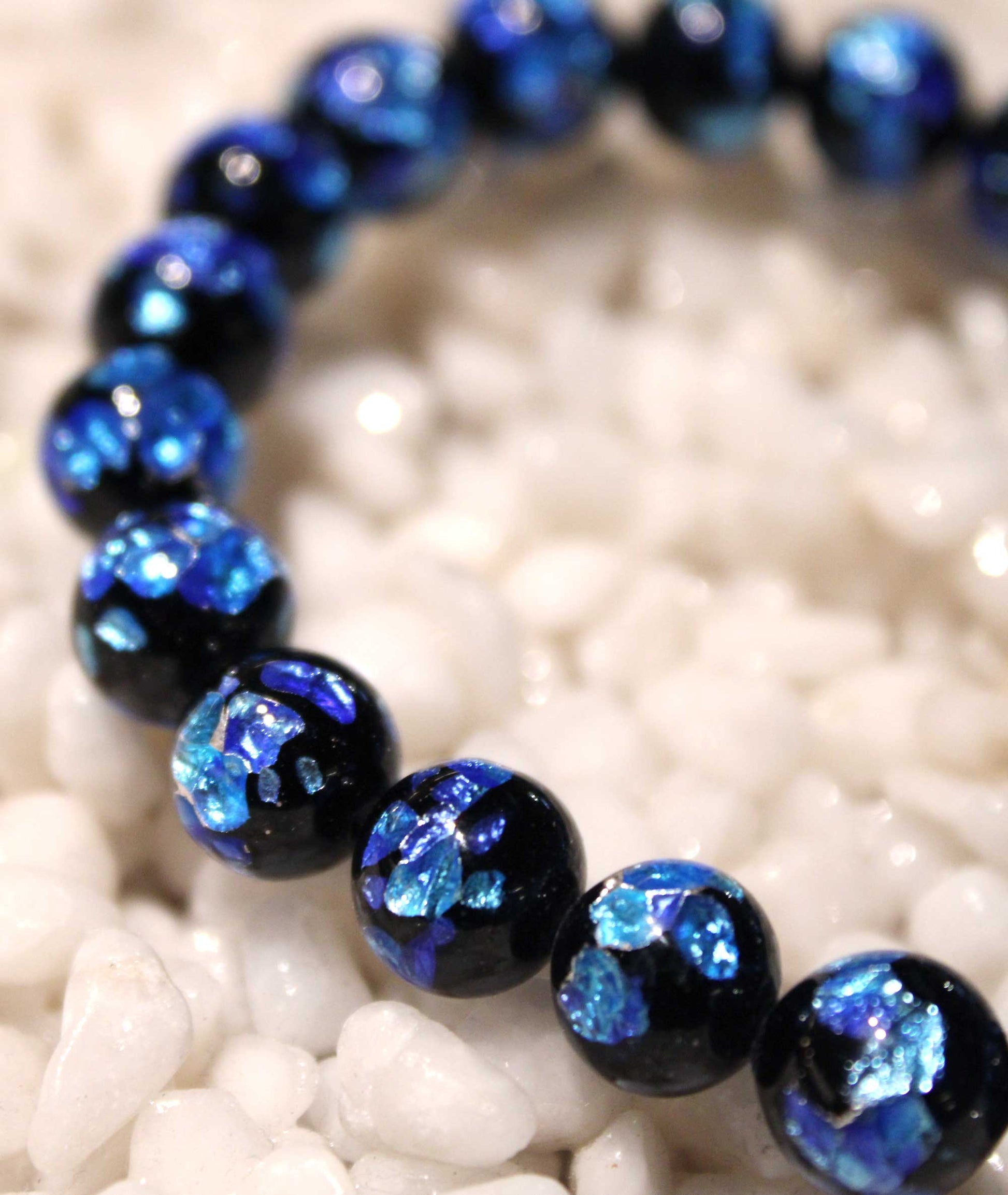 Blue Ryukyu Fluorite Prayer Bead Bracelet Natural Japanese Gemstone - Kanbe Juzu