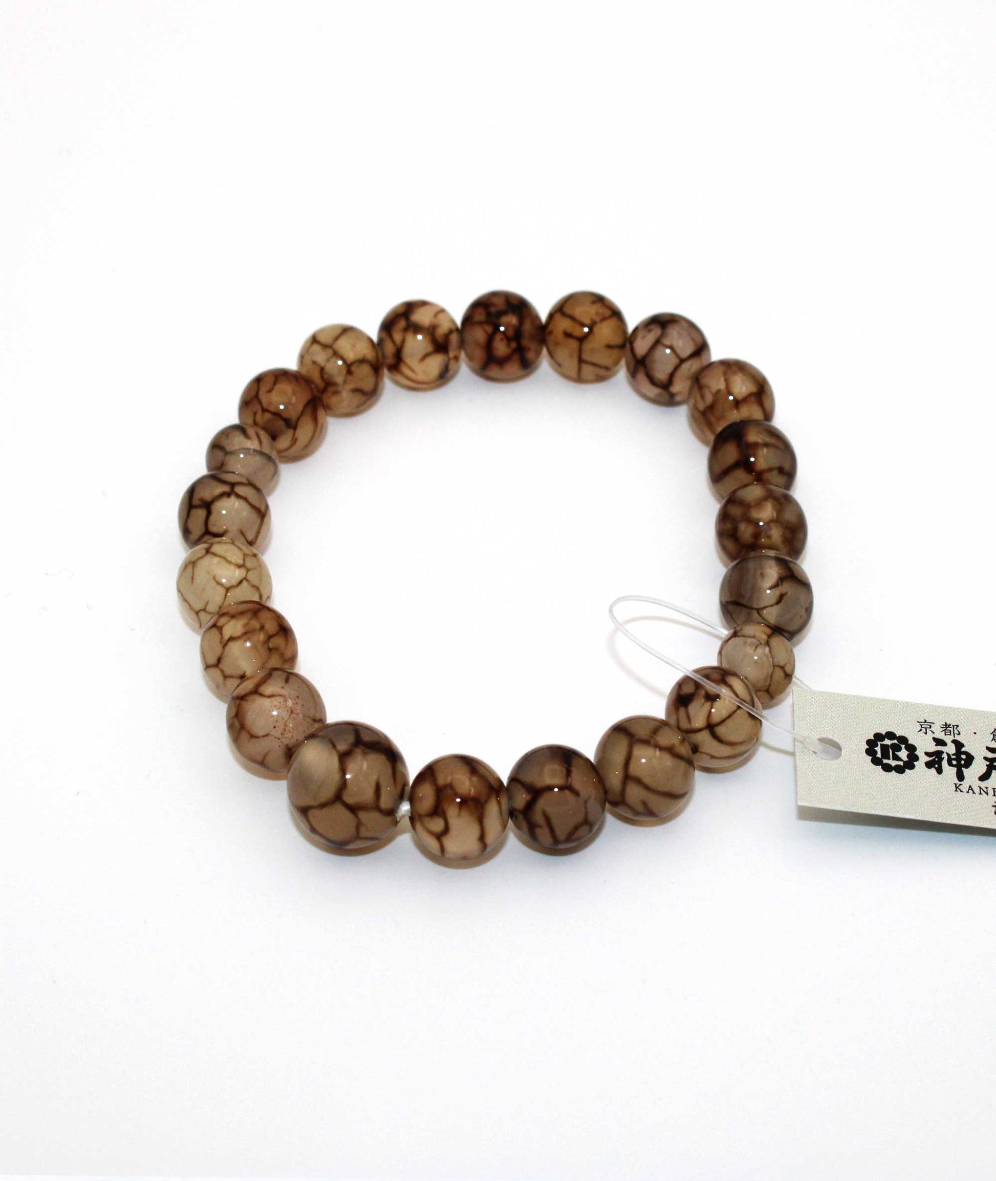 White Dragon Vein Agate Bead Bracelet - Kanbe Juzu
