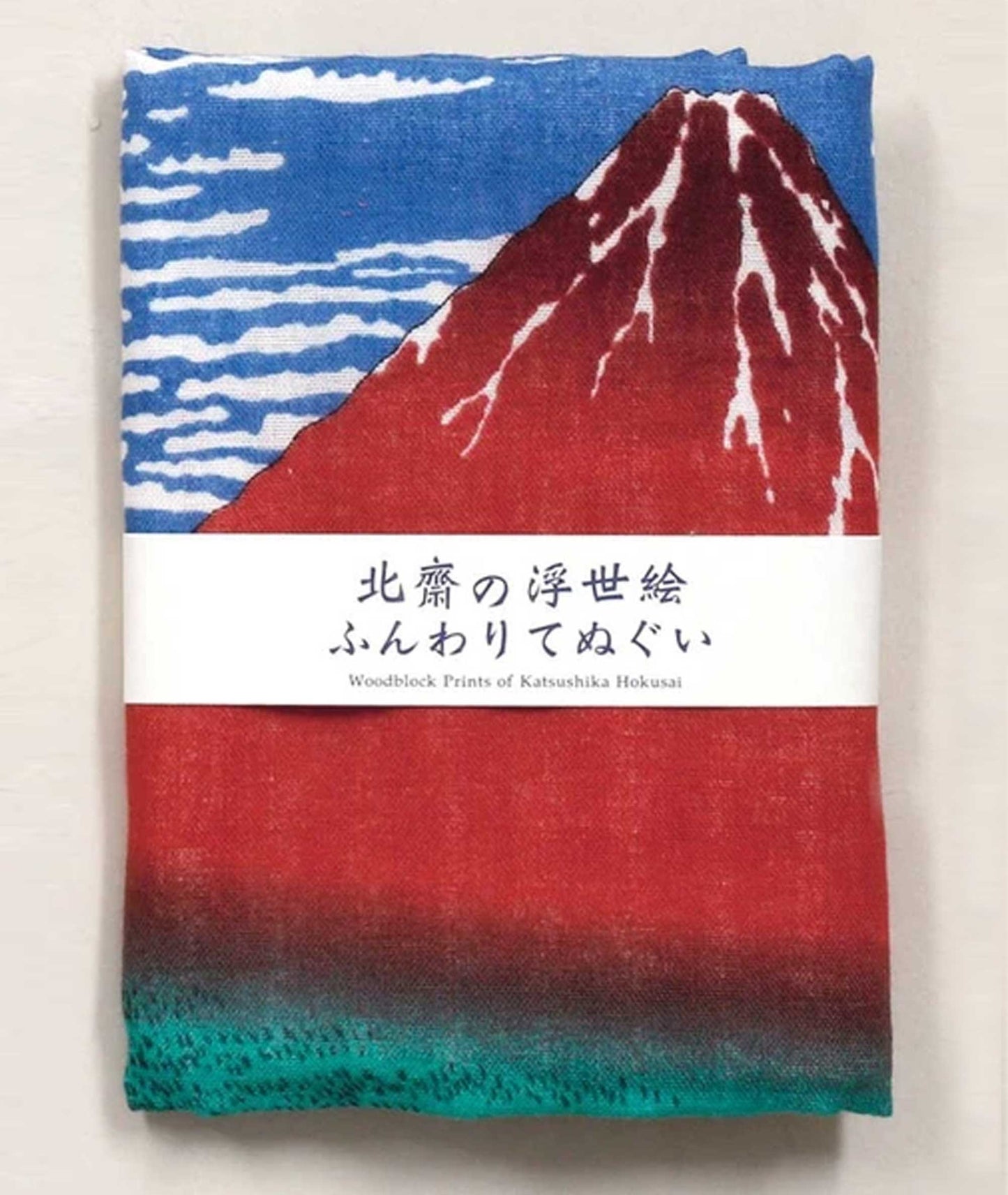 Double Gauze Hand Towel – Hokusai “Red Fuji / Fine Wind, Clear Morning” - Yamamotojin Shoten