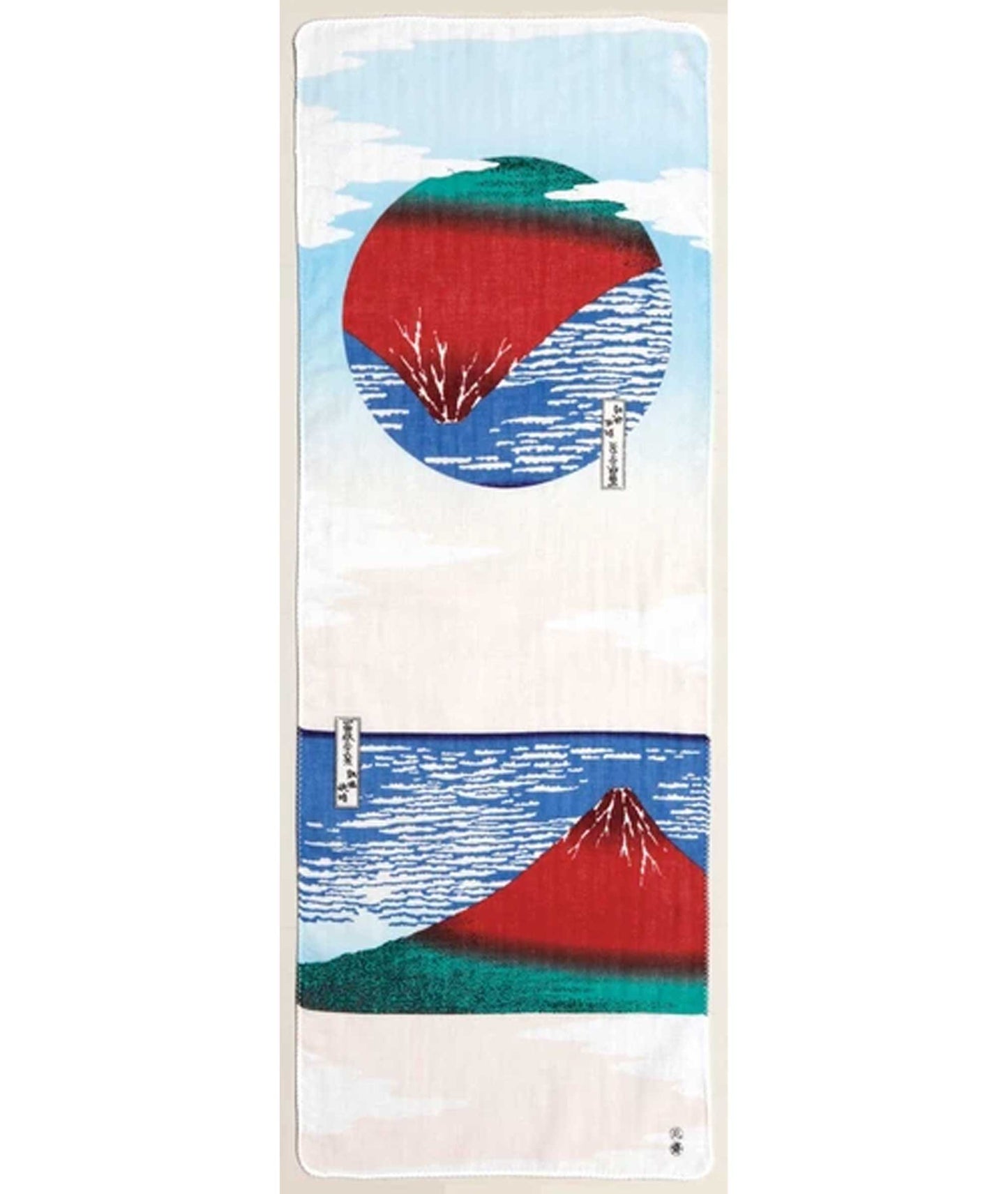 Double Gauze Hand Towel – Hokusai “Red Fuji / Fine Wind, Clear Morning” - Yamamotojin Shoten