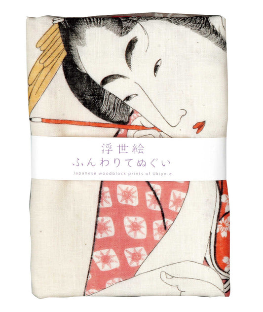 Double Gauze Hand Towel – Utamaro “Beauty Flower Fan (Hanaōgi)” - Yamamotojin Shoten
