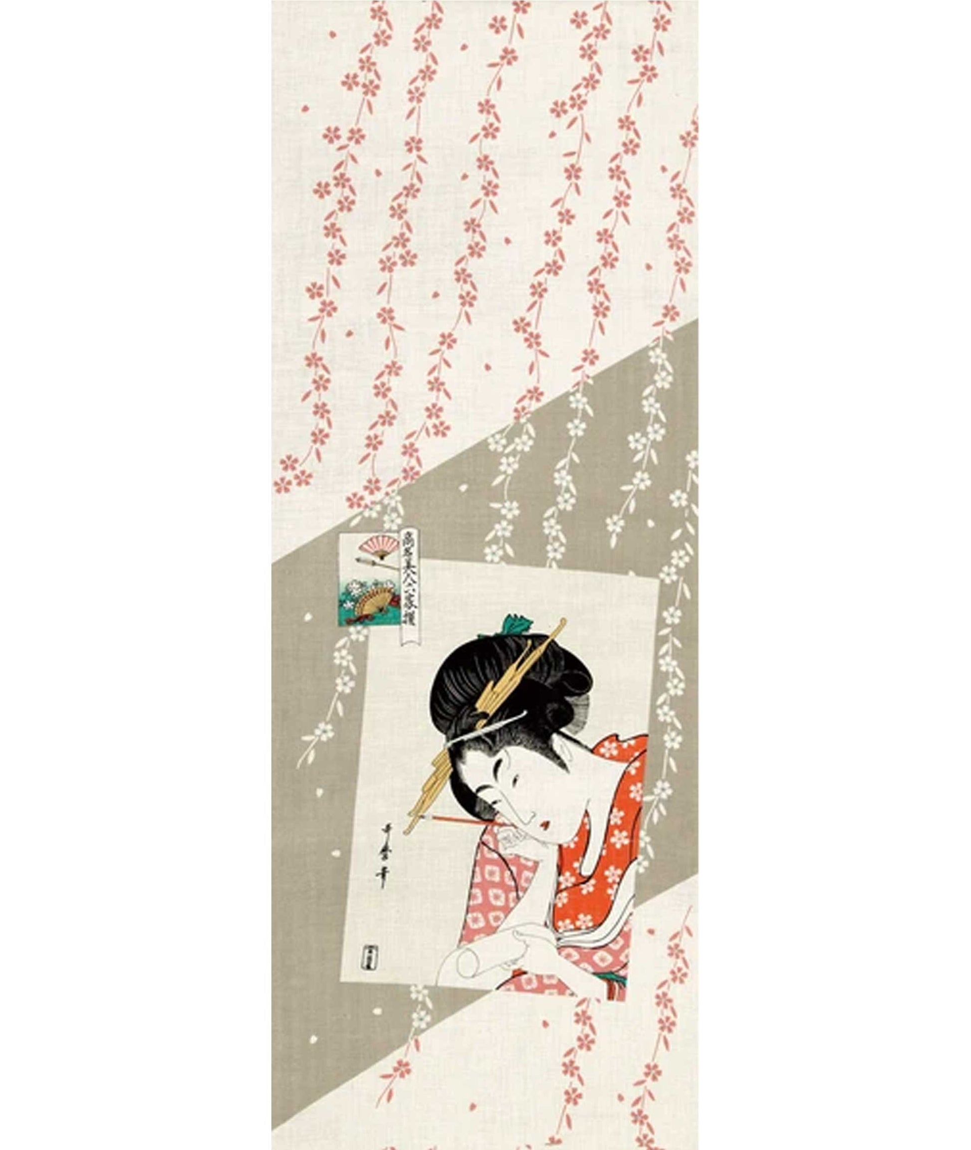 Double Gauze Hand Towel – Utamaro “Beauty Flower Fan (Hanaōgi)” - Yamamotojin Shoten