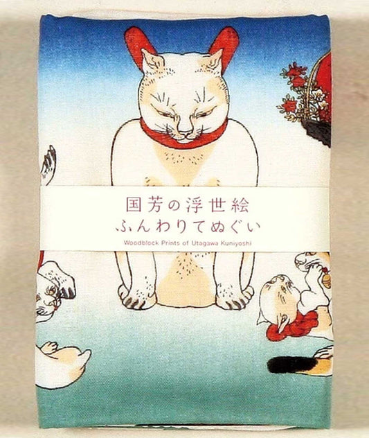 Ukiyo-e Double Gauze Hand Towel – Kuniyoshi “Kagami Uchiwa” - Yamamotojin Shoten