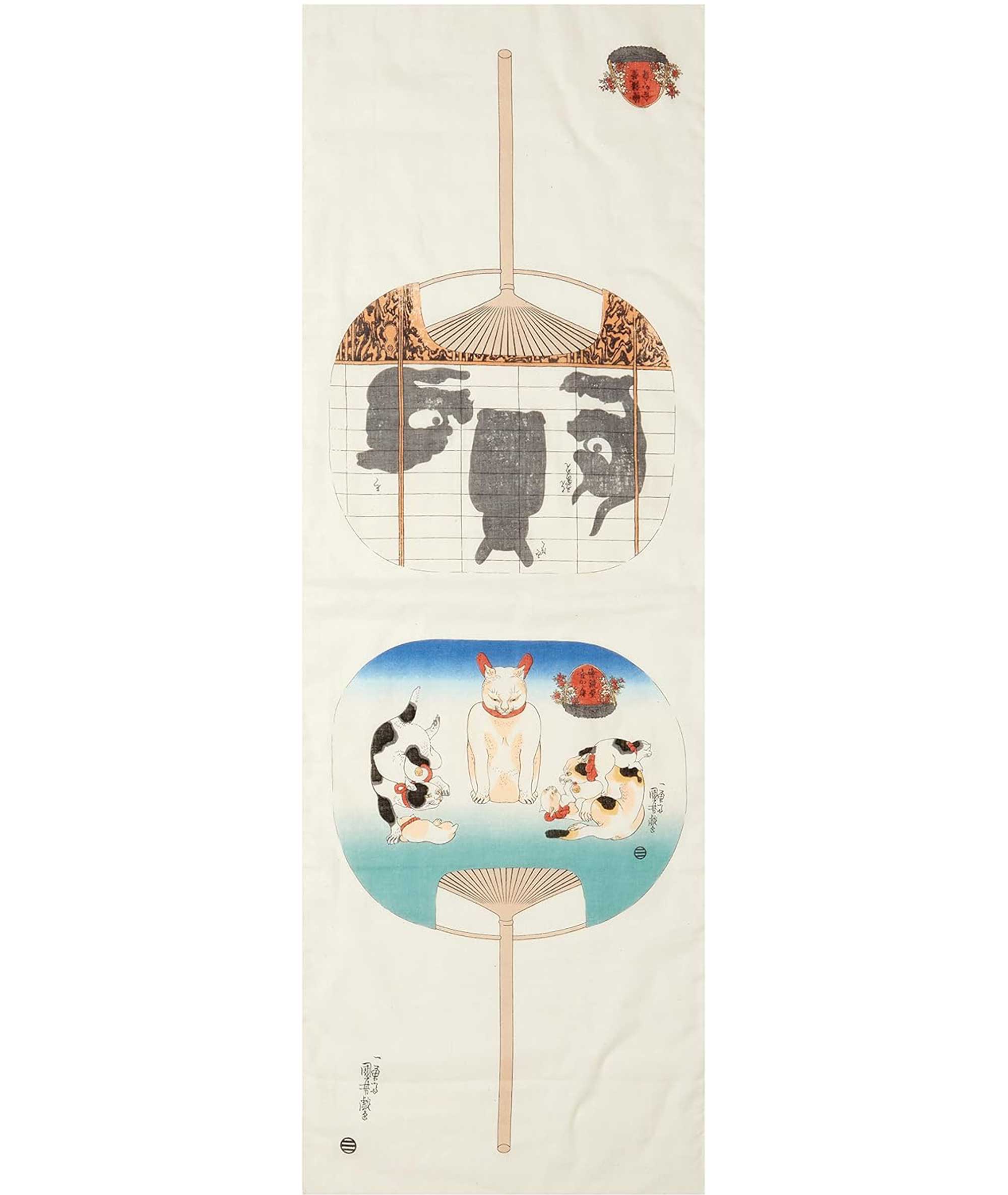 Ukiyo-e Double Gauze Hand Towel – Kuniyoshi “Kagami Uchiwa