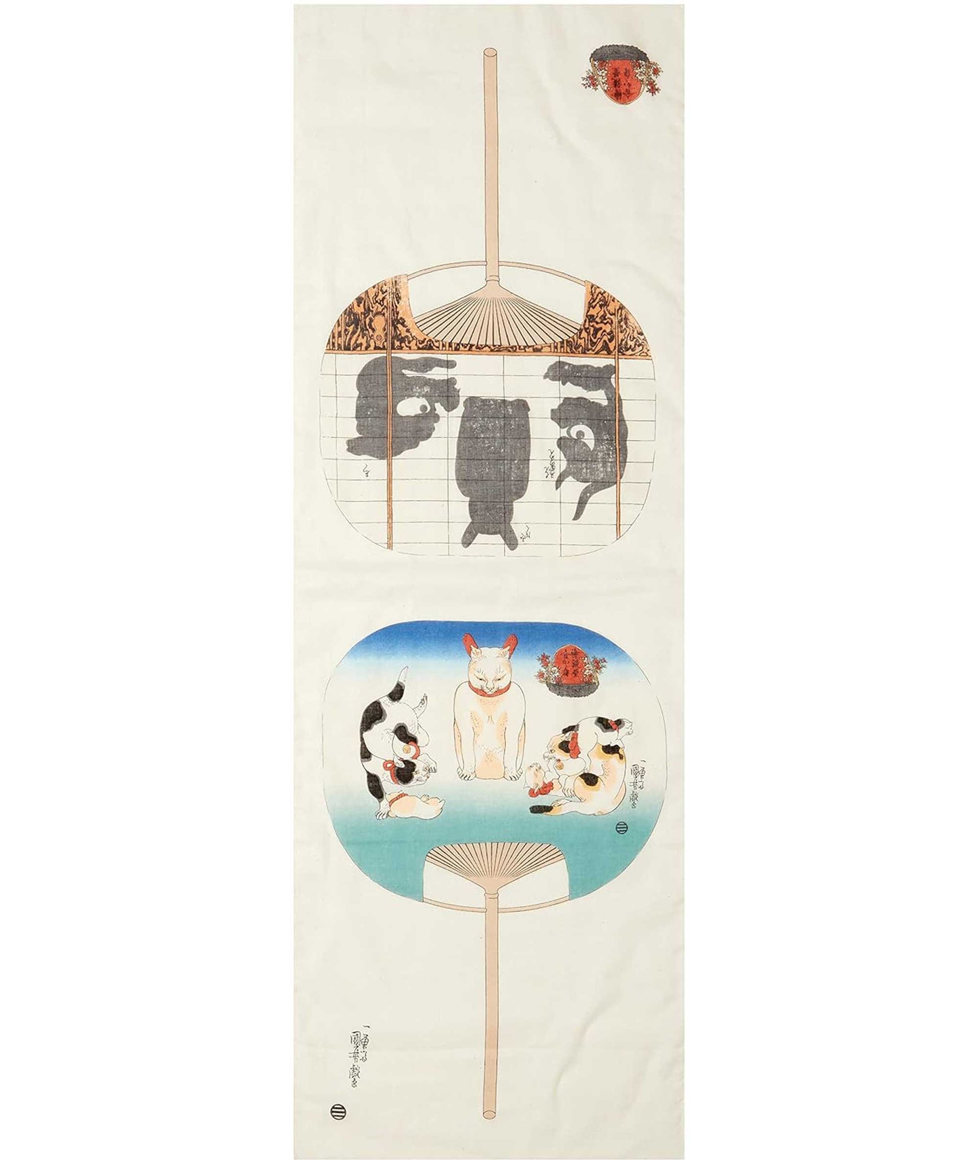 Ukiyo-e Double Gauze Hand Towel – Kuniyoshi “Kagami Uchiwa” - Yamamotojin Shoten